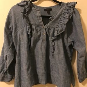 J Crew Ruffle Neck Blouse